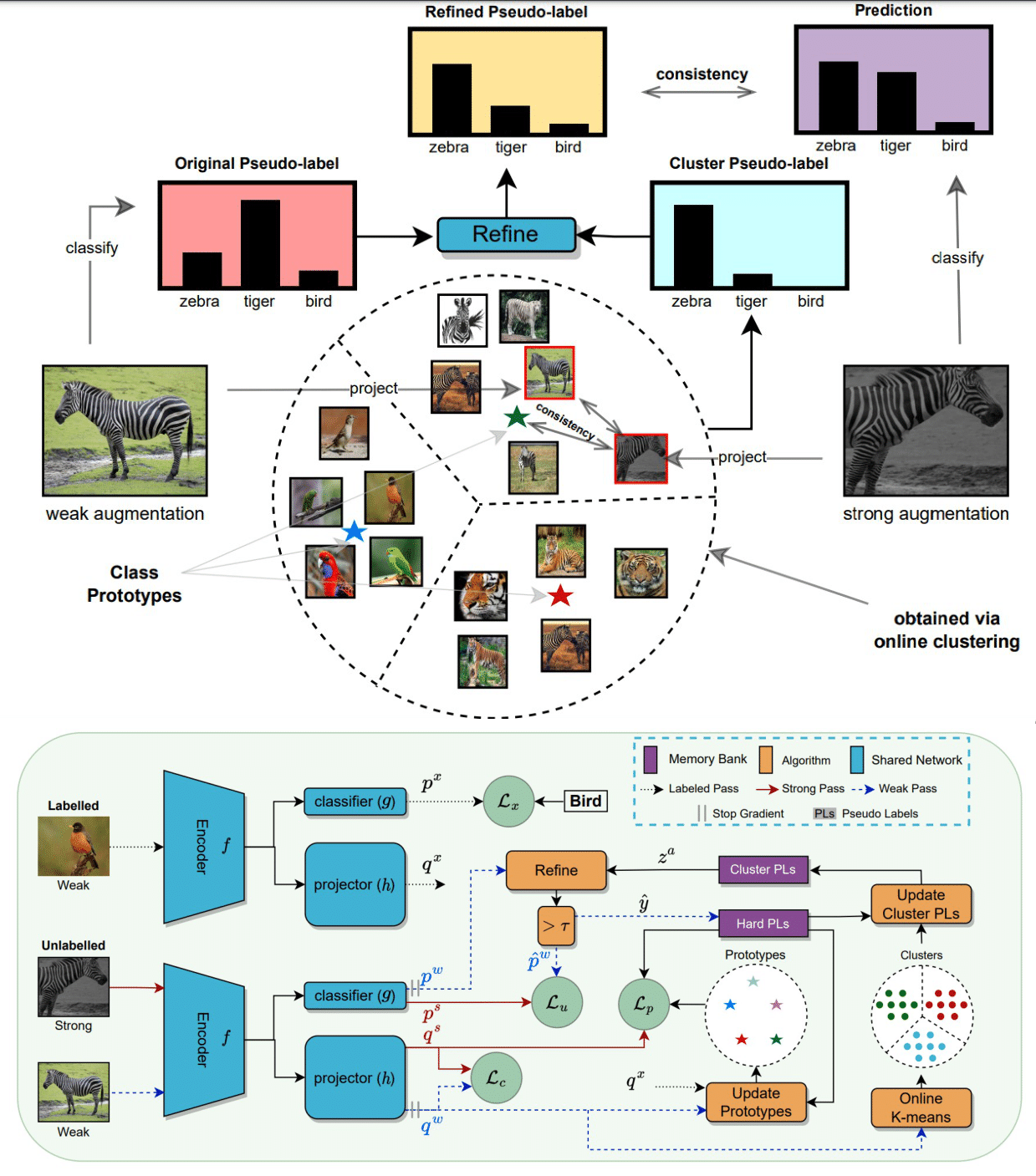 ProtoCon: Pseudo-label Refinement via Online Clustering and Prototypical Consistency for Efficient Semi-supervised Learning preview